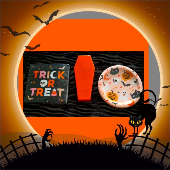 🎃Halloween 3-piece Party Table Set: Napkins, Plates & Cutlery NEW - Picture 6 of 12